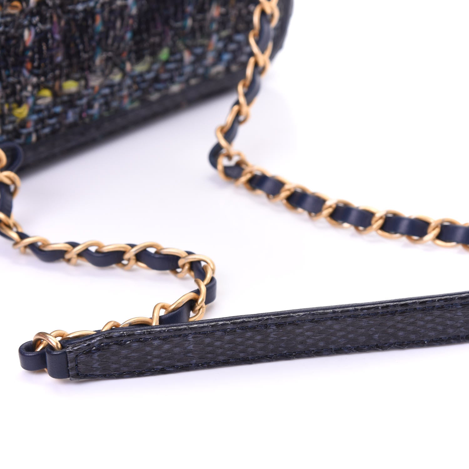 Chanel Tweed Snakeskin Quilted Medium CC Filigree Vanity Case Dark Navy 16 of 19