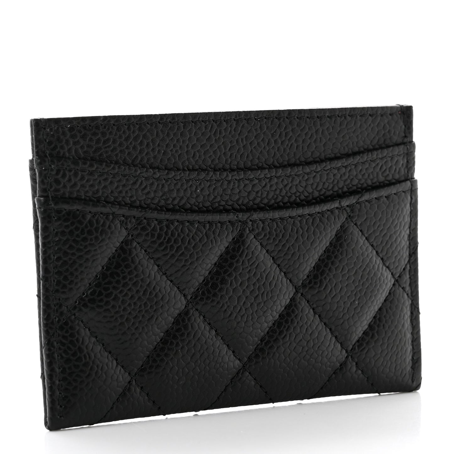 Caviar Quilted Card Holder Black