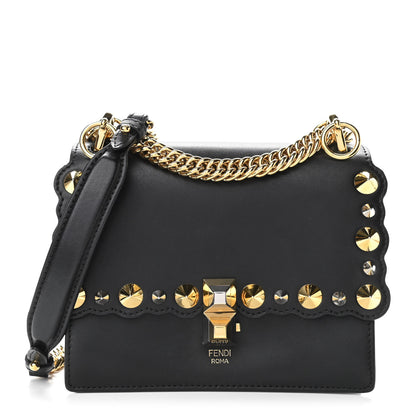 Fendi Vitello Liberty Metal Scalloped Multi Studded Small Kan I Shoulder Bag Black 1 of 10
