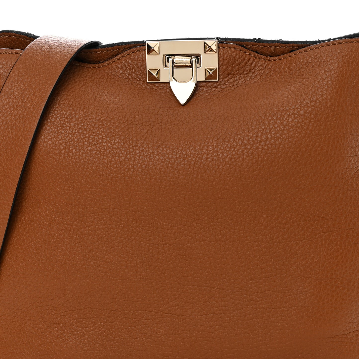 Pebbled Calfskin Small Rockstud Flip-Lock Messenger Bag Light Cuir