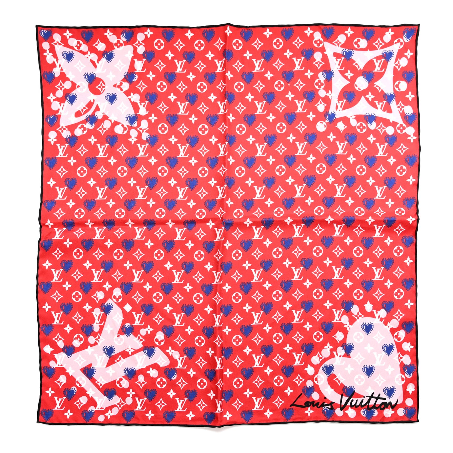 Silk I LV U Square 45 Scarf Red