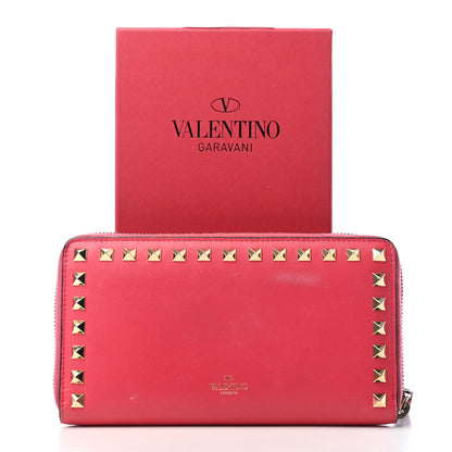 Valentino Garavani Calfskin Rockstud Zip Around Wallet Deep Rose 12 of 12
