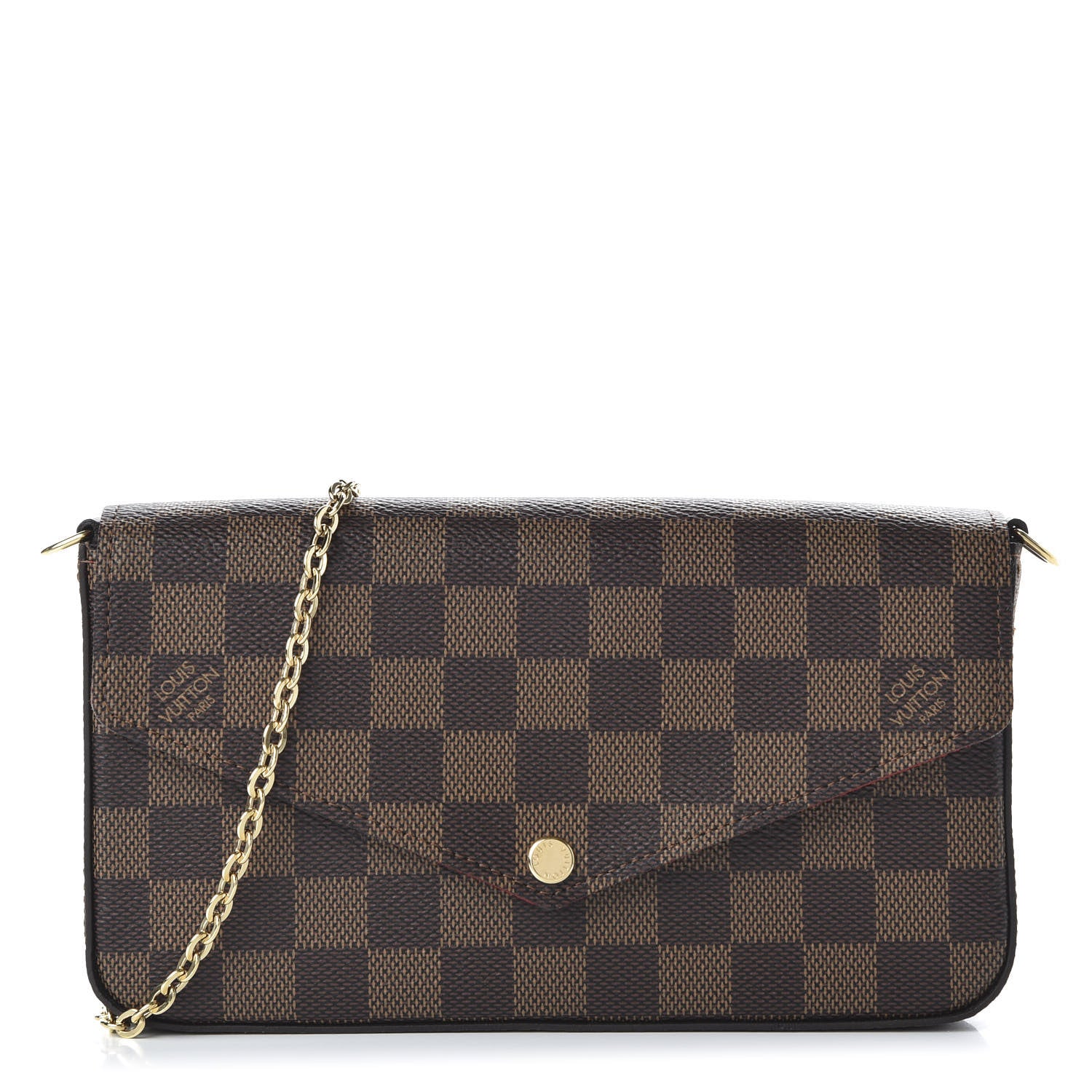 Louis Vuitton Damier Ebene Pochette Felicie Chain Wallet 1 of 10