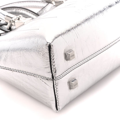 Fendi Rock Millenium Logo Embossed Mini By The Way Top Handle Boston Bag Argento 11 of 12