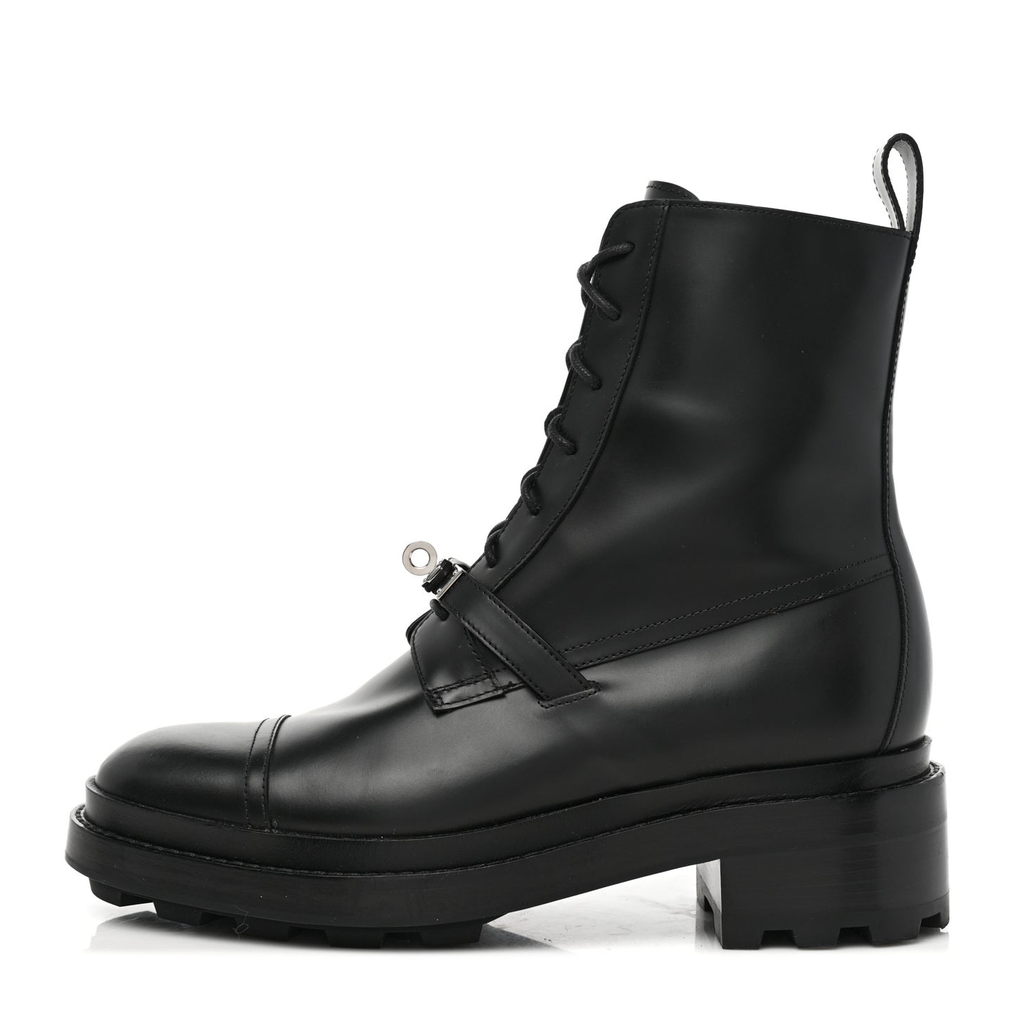 Glossed Calfskin Funk Ankle Boots 40 Black