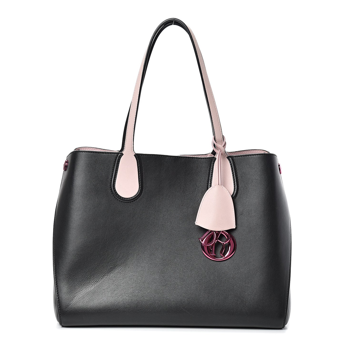 Calfskin Small Addict Shopping Tote Black Pink
