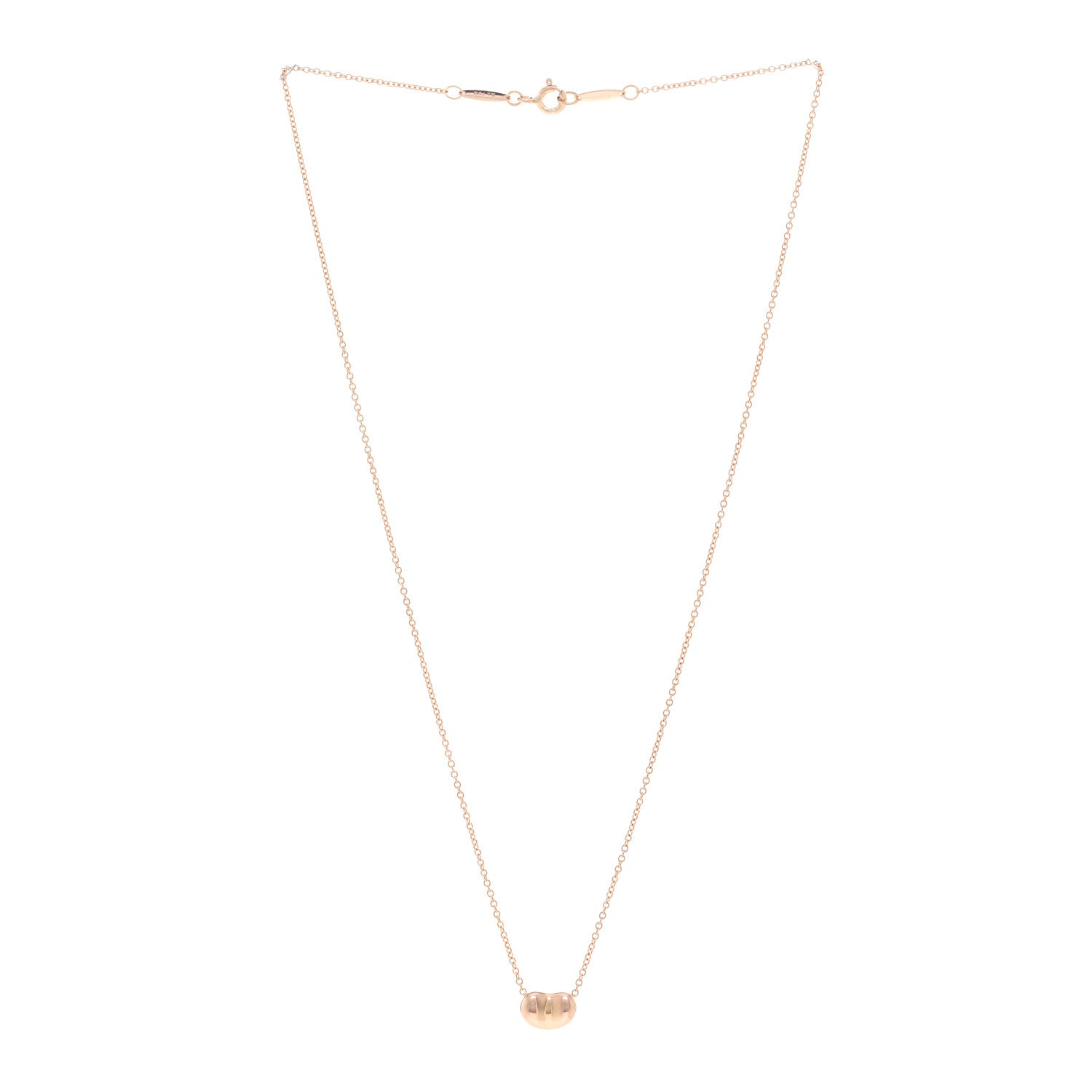Tiffany 18K Rose Gold 9mm Elsa Peretti Bean Pendant Necklace 3 of 4