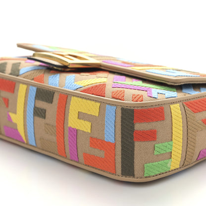 Fendi Canvas Vitello King FF Multicolor Embroidered Baguette Multicolor Cuoio 8 of 8