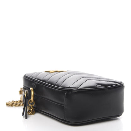 Gucci Calfskin Matelasse Mini GG Marmont Crossbody Bag Black 3 of 10