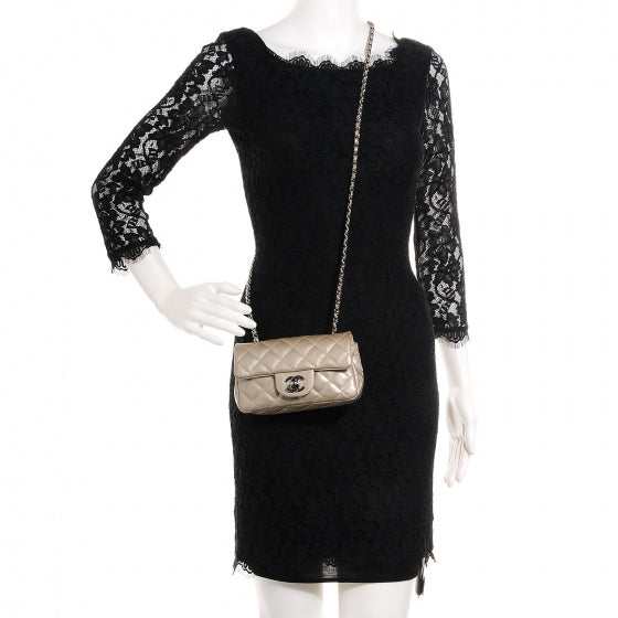 Chanel Patent Quilted Extra Mini Flap Grey 2 of 8
