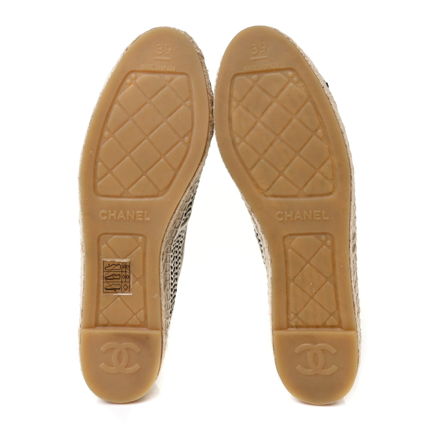 Mesh Grosgrain CC Espadrilles 39 Beige Black