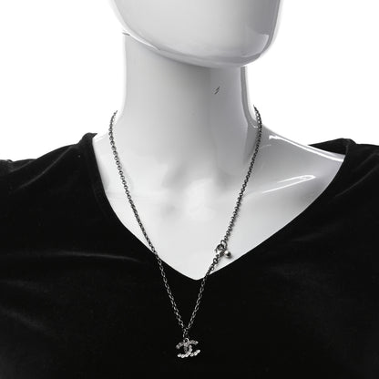 Chanel Crystal CC Pendant Necklace Silver 2 of 5