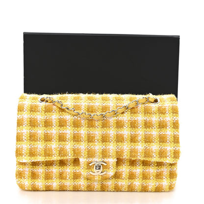 Chanel Tweed Quilted Medium Double Flap Yellow White Ochre 12 of 12