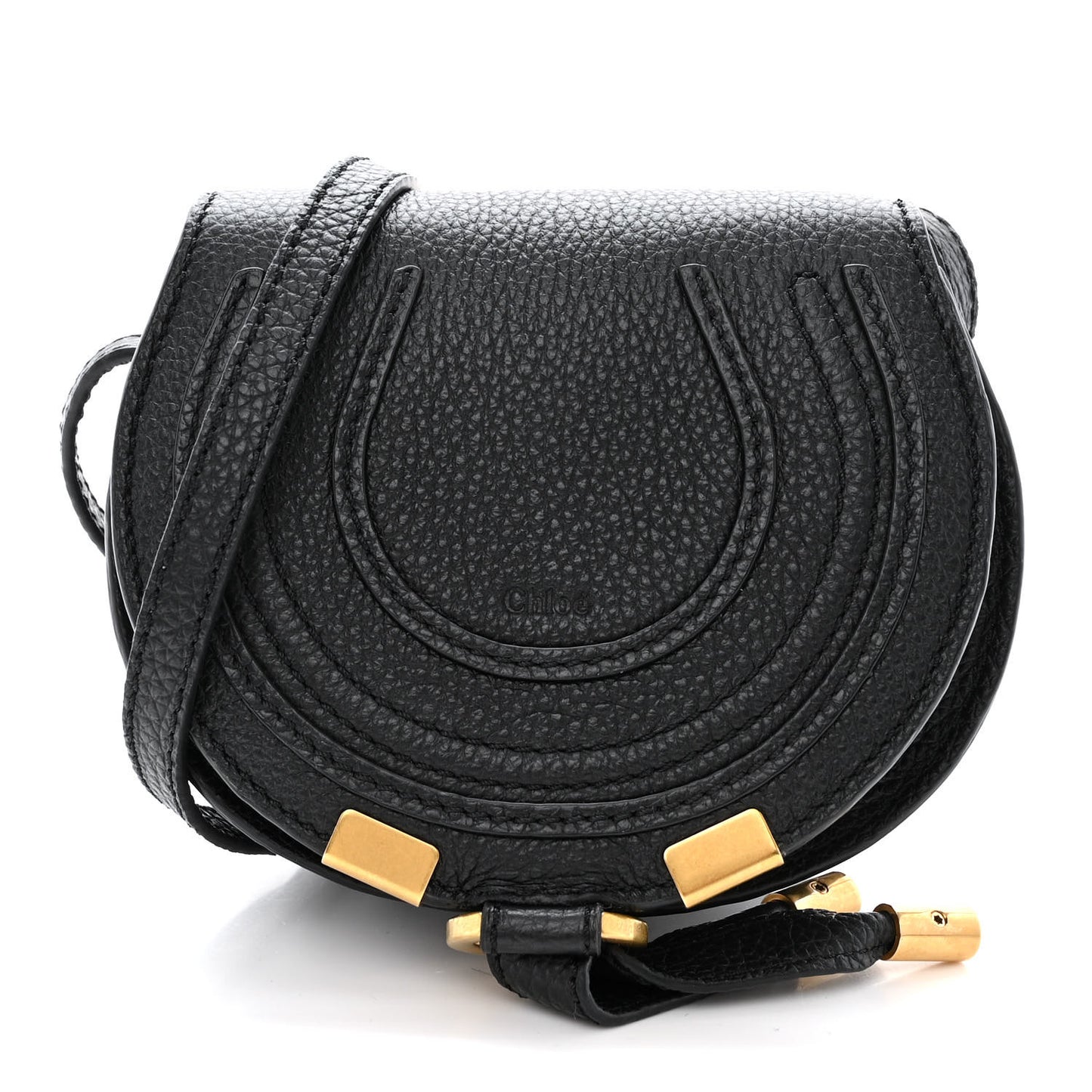 Calfskin Nano Marcie Saddle Bag Black