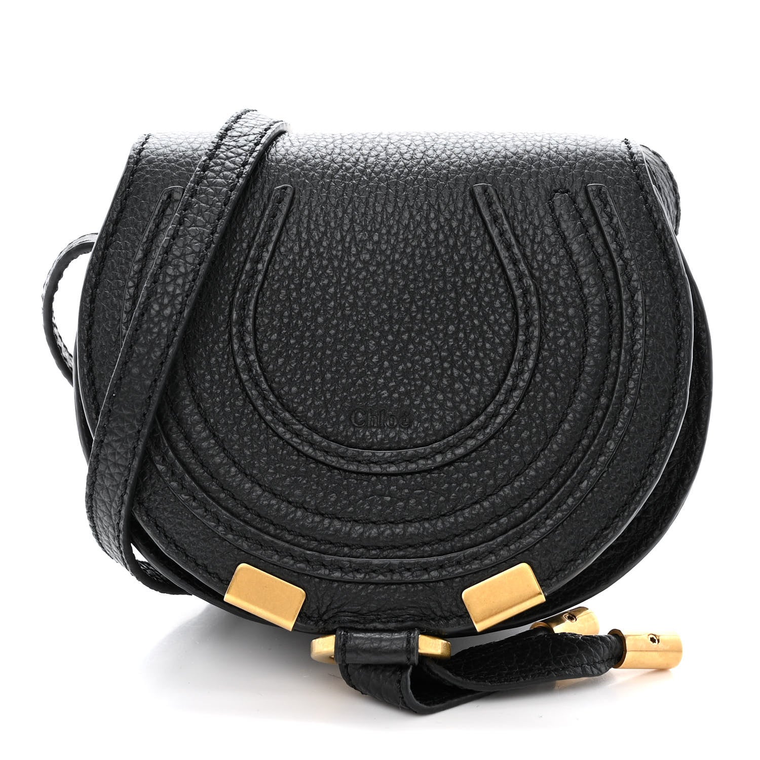 Chloe Calfskin Nano Marcie Saddle Bag Black 1 of 11