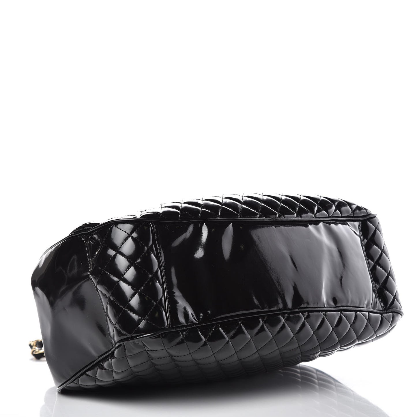 Glazed Calfskin Quilted Mademoiselle Large Frame Bag Black