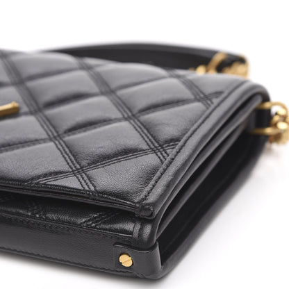 Saint Laurent Lambskin Diamond Quilted Becky Chain Wallet Black 8 of 10