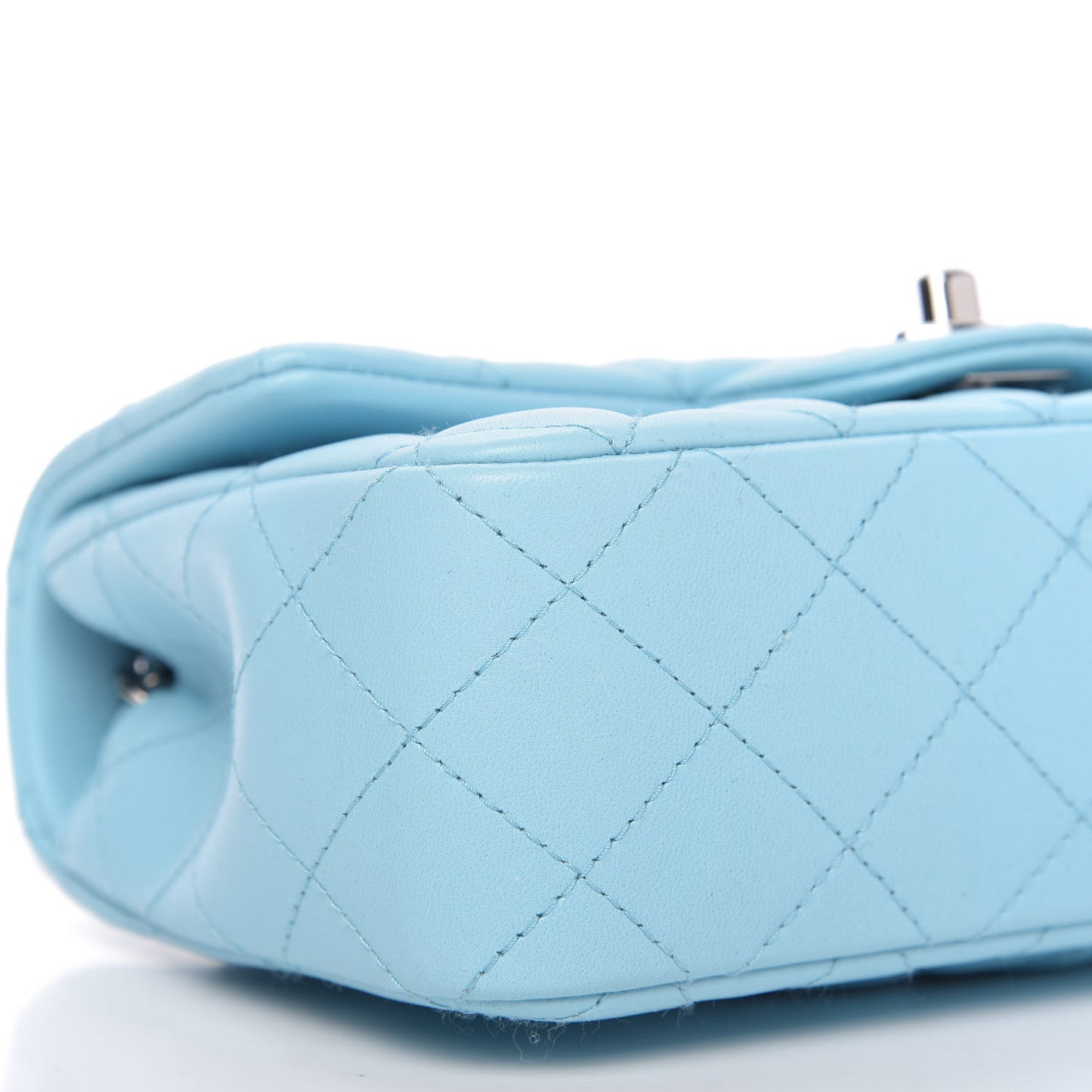 Lambskin Quilted Mini Rectangular Flap Neon Blue
