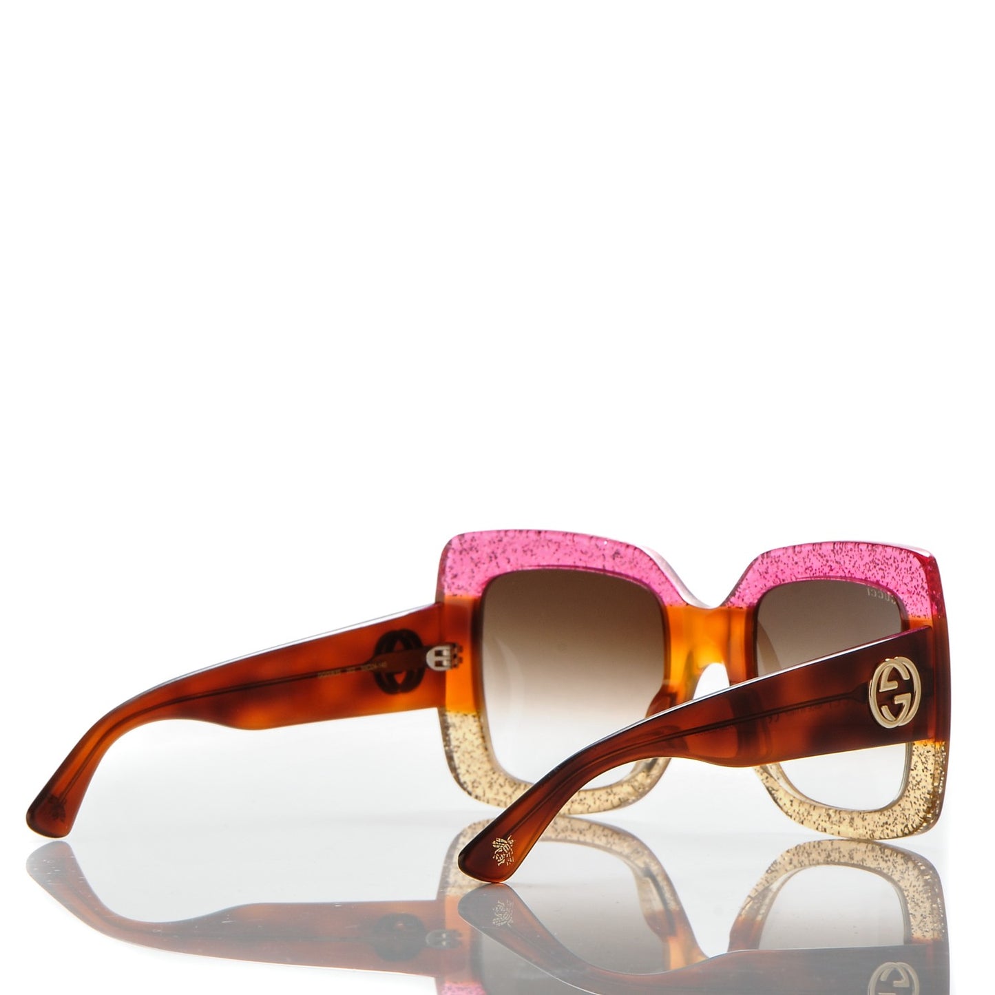Square Frame GG0083S Sunglasses Glitter Pink Multi