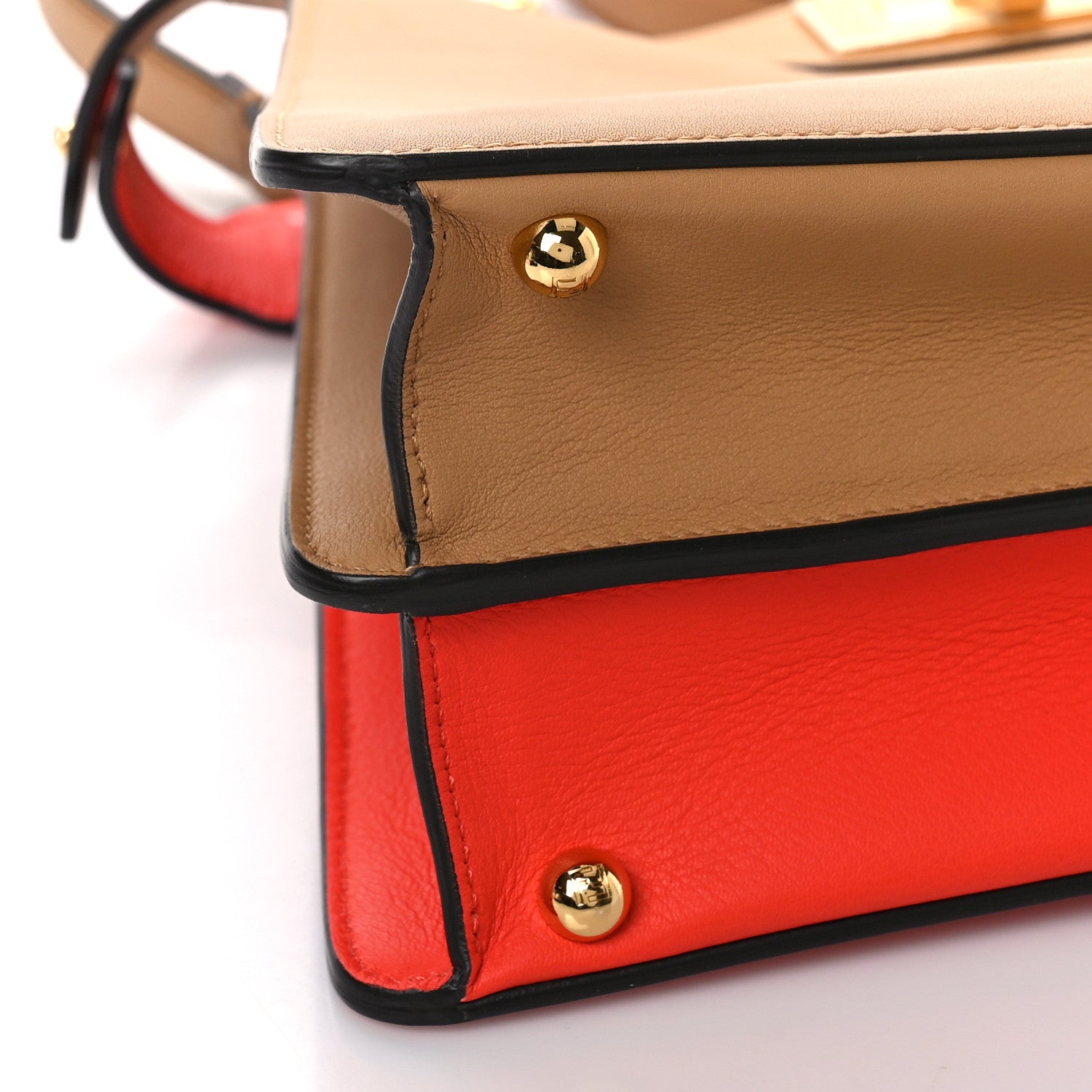 Fendi Vitello Seta Nappa Plexiglass Bi-Color Medium Peekaboo I SEE U Satchel Miele Scuro Tulipano 8 of 9