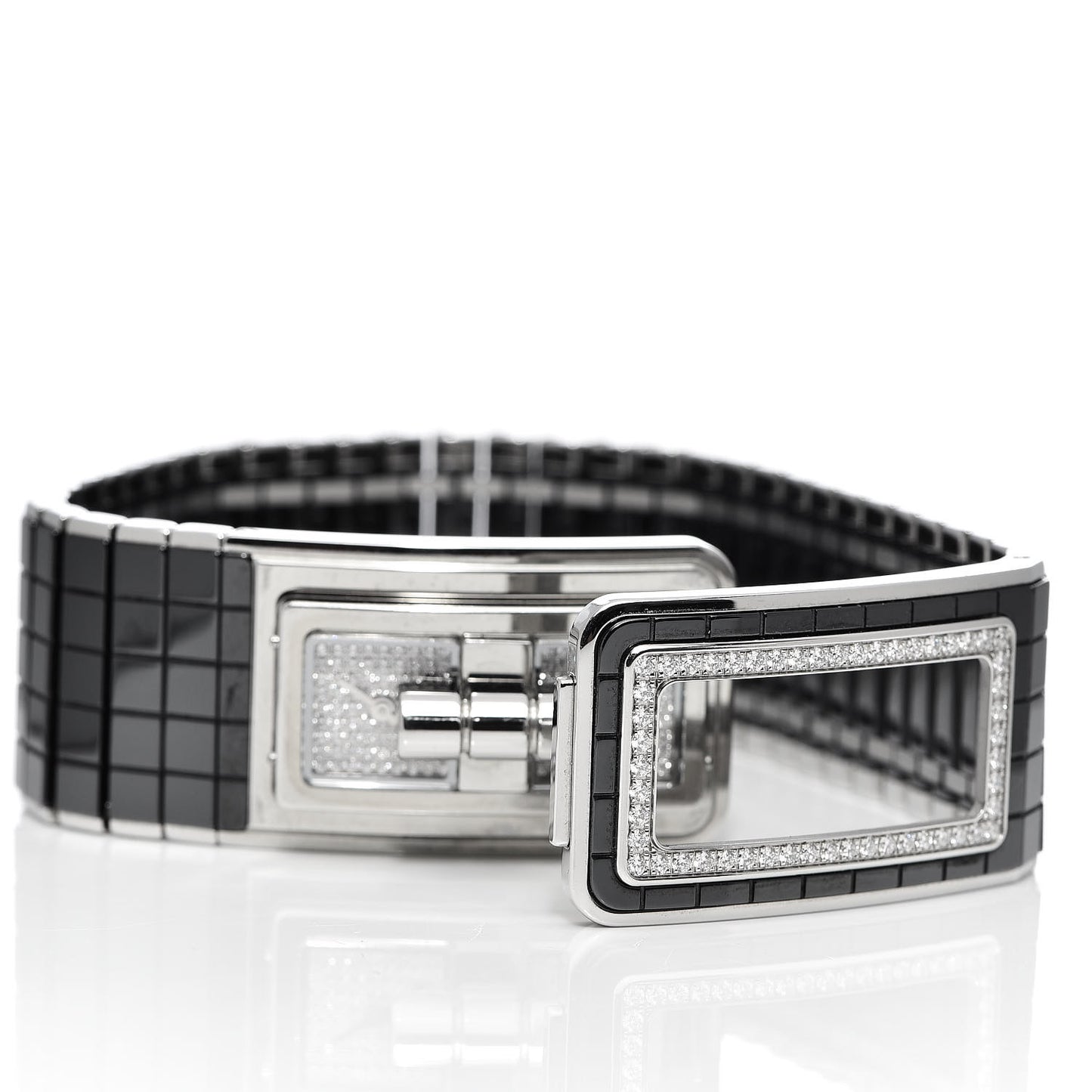 Stainless Steel Ceramic Diamond Pave 21.5mm Code Coco Quartz Watch Black