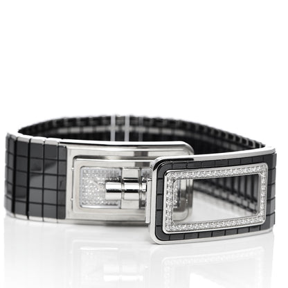 Chanel Stainless Steel Ceramic Diamond Pave 21.5mm Code Coco Quartz Watch Black 6 of 7