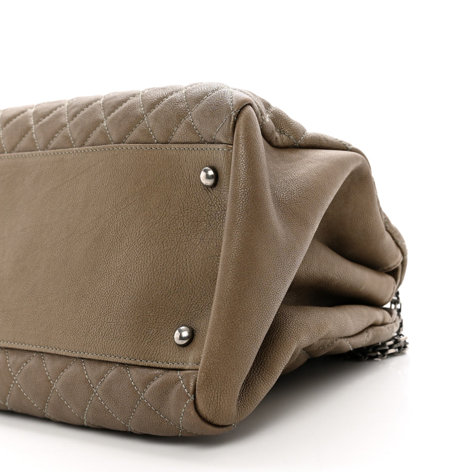 Chanel Calfskin Large Just Mademoiselle Bowling Bag Beige 10 of 10