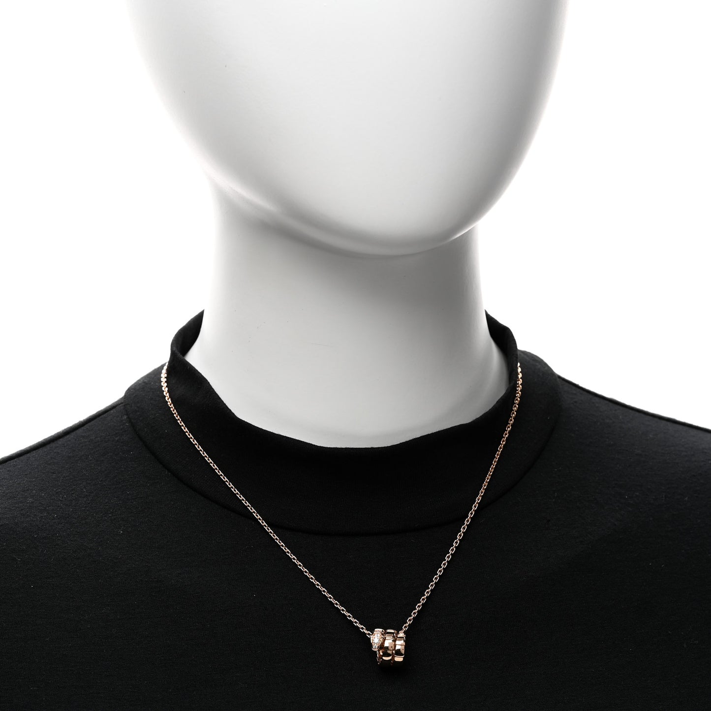 18K Rose Gold Diamond Serpenti Viper Demi Pave Pendant Necklace
