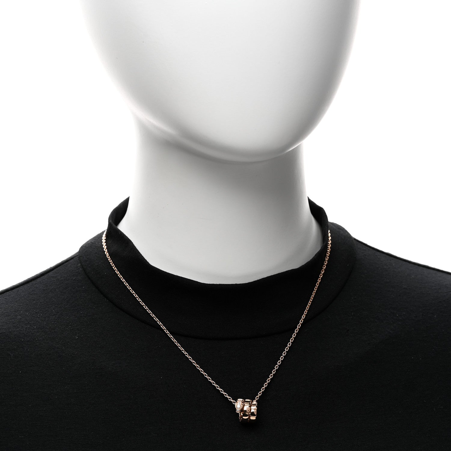 Bulgari 18K Rose Gold Diamond Serpenti Viper Demi Pave Pendant Necklace 2 of 5