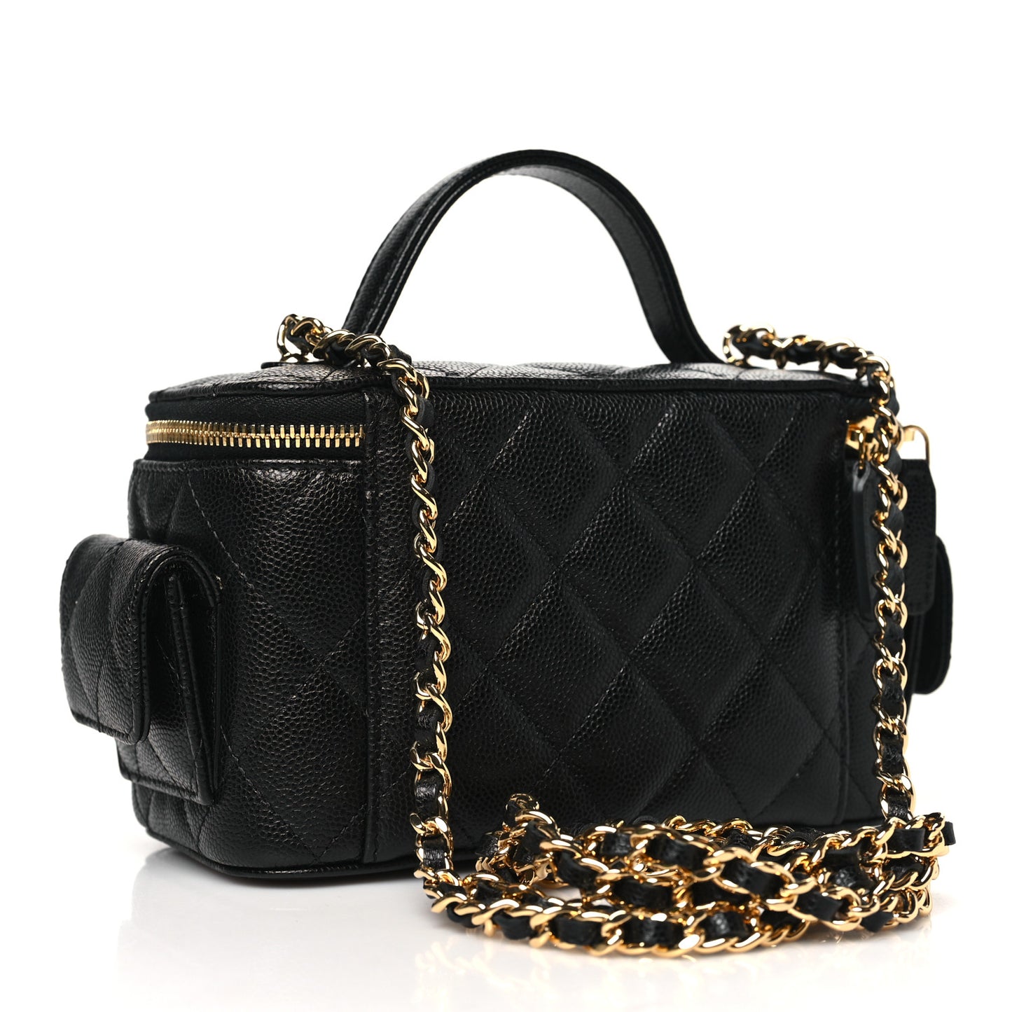Caviar Quilted Polly Pocket East West Top Vanity With Chain Black
