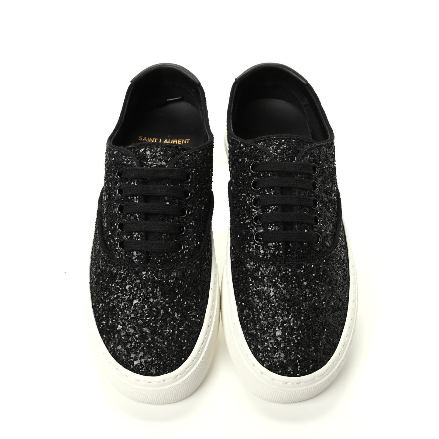Calfskin Crystal Glitter Venice Low Top Sneakers 36.5 Black