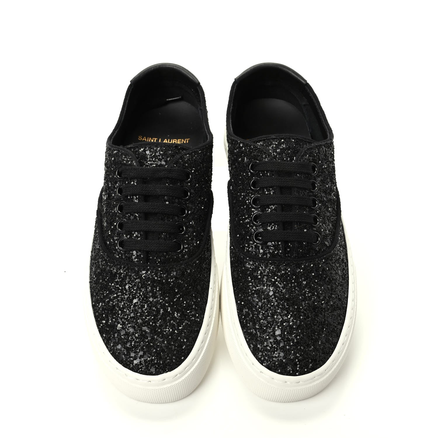 Saint Laurent Calfskin Crystal Glitter Venice Low Top Sneakers 36.5 Black 5 of 11