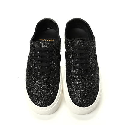 Saint Laurent Calfskin Crystal Glitter Venice Low Top Sneakers 36.5 Black 5 of 11