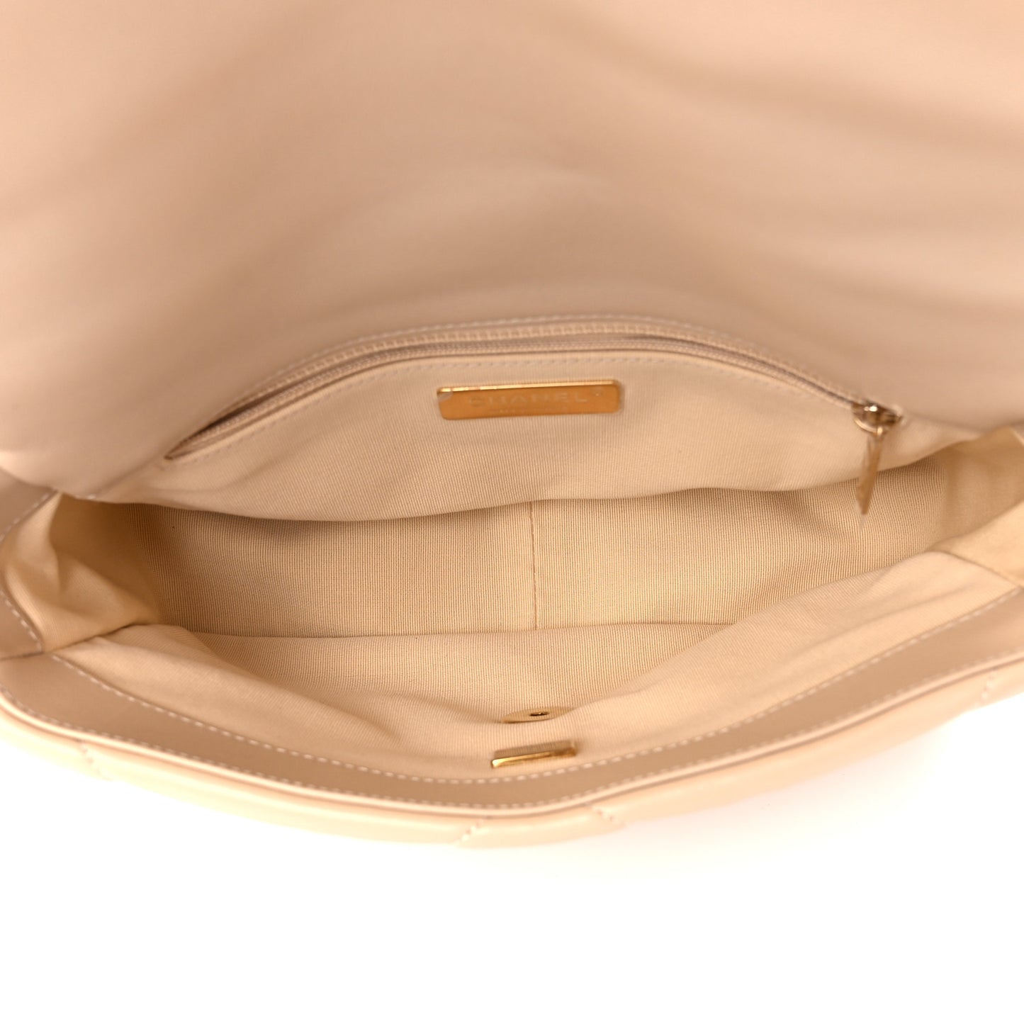 Lambskin Quilted Medium Chanel 19 Flap Light Beige