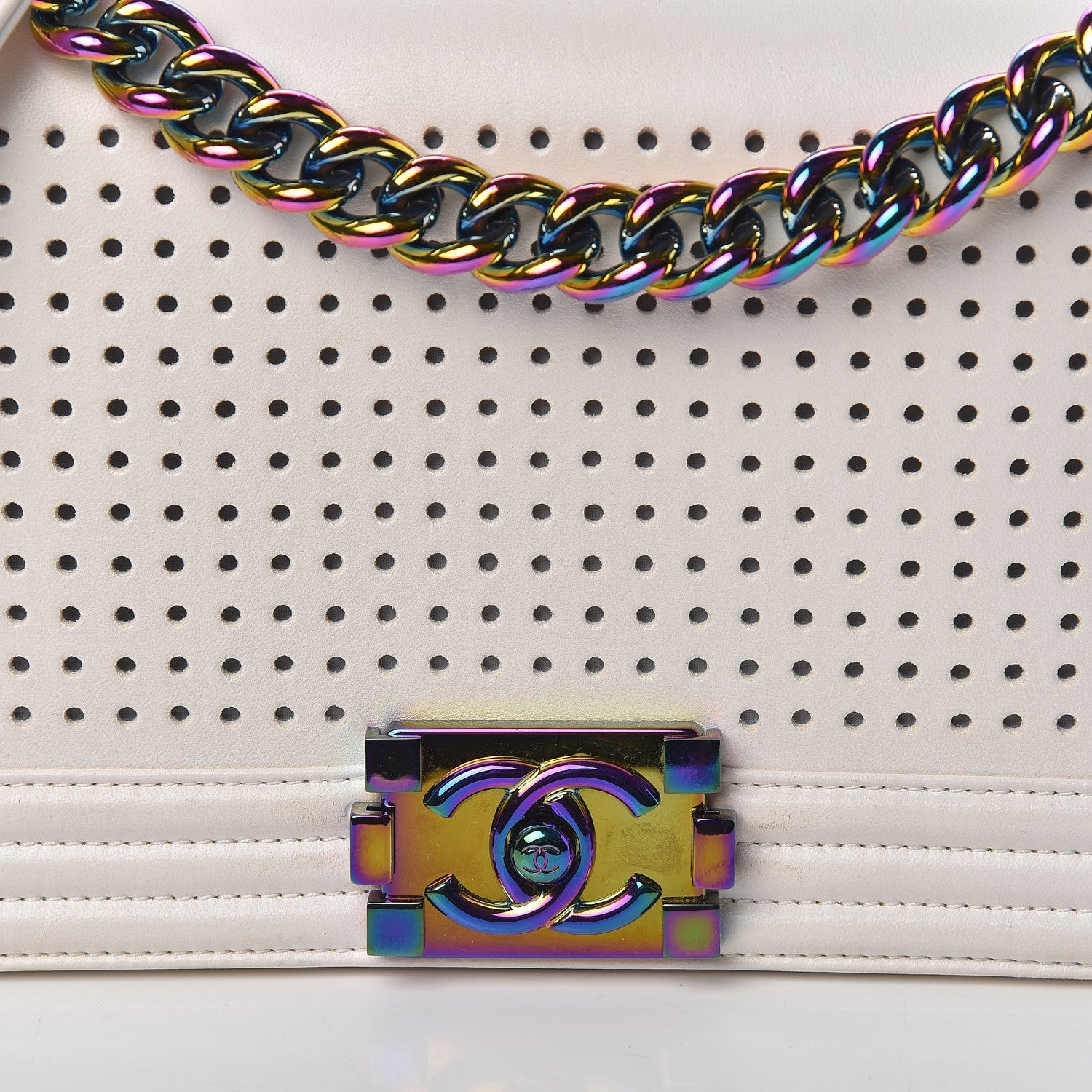 Chanel Lambskin LED Iridescent Metal Medium Boy Flap White Multicolor 11 of 16