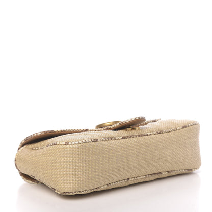 Gucci Raffia Elaphe Matelasse Small GG Marmont Shoulder Bag Natural Cream Brown 4 of 11