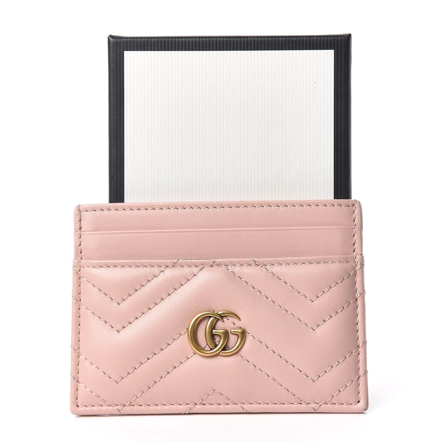 Calfskin Matelasse GG Marmont Card Holder Perfect Pink