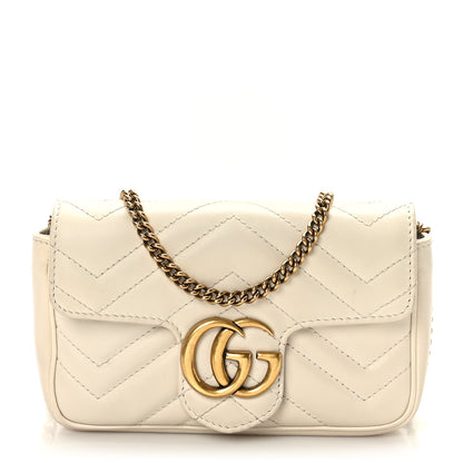 Gucci Calfskin Matelasse Super Mini GG Marmont Shoulder Bag White 1 of 10