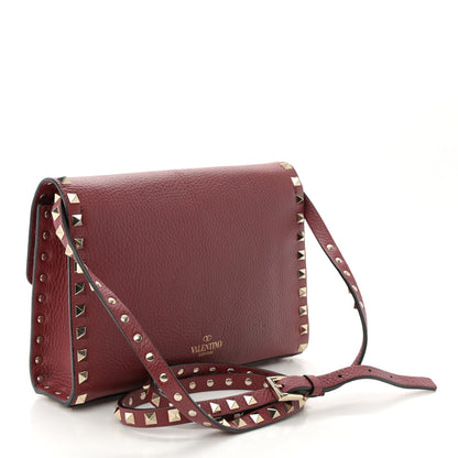 Valentino Garavani Pebbled Calfskin Medium Rockstud Flip Lock Crossbody Bag Rubin 3 of 10