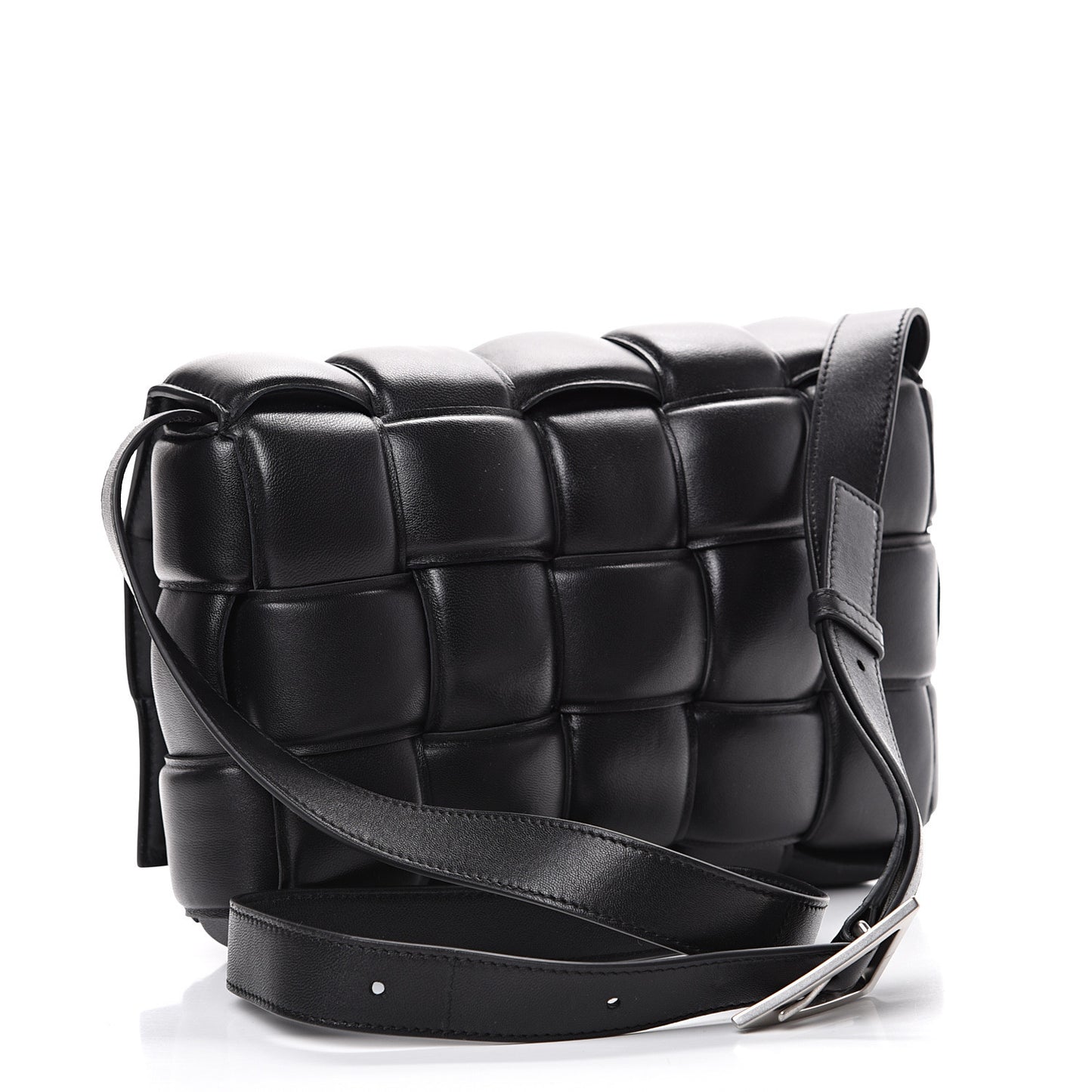 Nappa Maxi Intreccio Padded Cassette Crossbody Bag Black