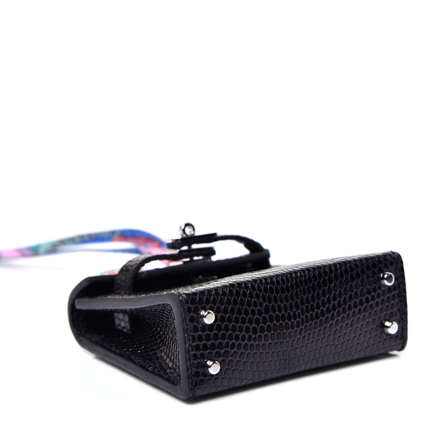 Lizard Mini Kelly Twilly Bag Charm Black