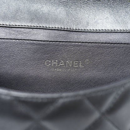 Chanel Metallic Lambskin Quilted Clutch With Chain Flap   Dark Grey 6 of 11
