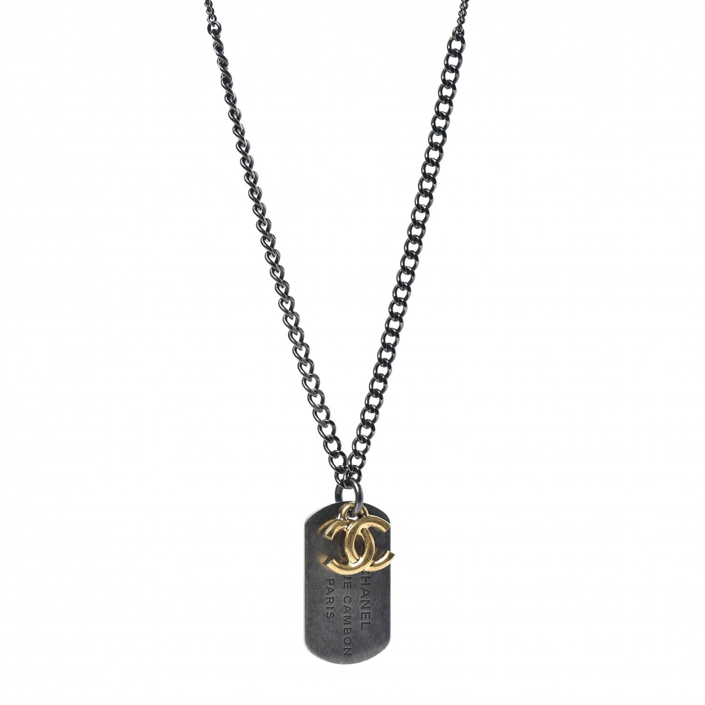 Ruthenium ID Dog Tag Charm Necklace Silver Gold