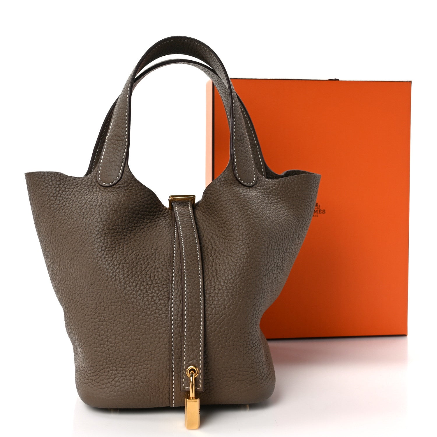 Hermes Taurillon Clemence Picotin Lock 18 PM Etoupe 12 of 12