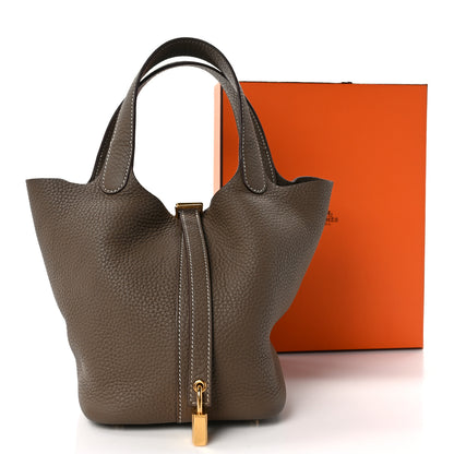 Hermes Taurillon Clemence Picotin Lock 18 PM Etoupe 12 of 12
