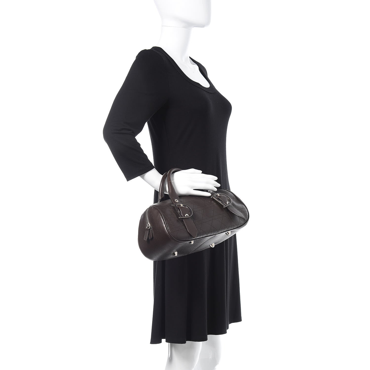 Christian Dior Calfskin Cannage Handbag Dark Brown 2 of 12