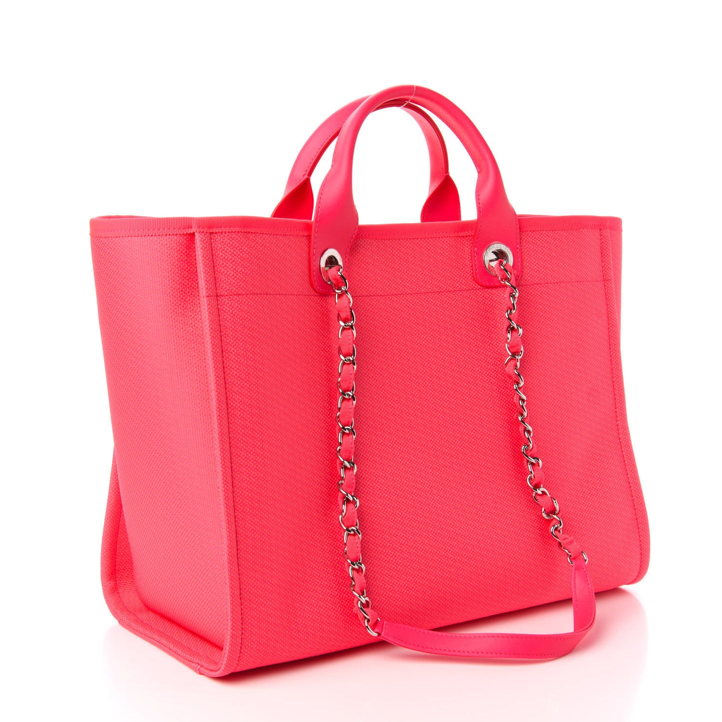 Mixed Fibers Calfskin Medium Deauville Tote Pink Orange