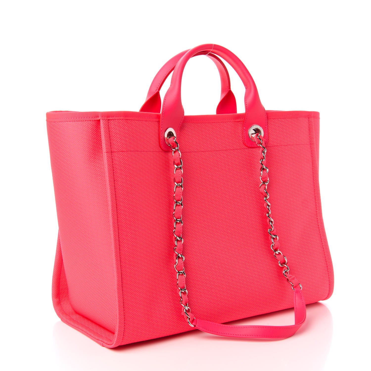 Chanel Mixed Fibers Calfskin Medium Deauville Tote Pink Orange 3 of 11