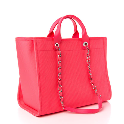 Chanel Mixed Fibers Calfskin Medium Deauville Tote Pink Orange 3 of 11