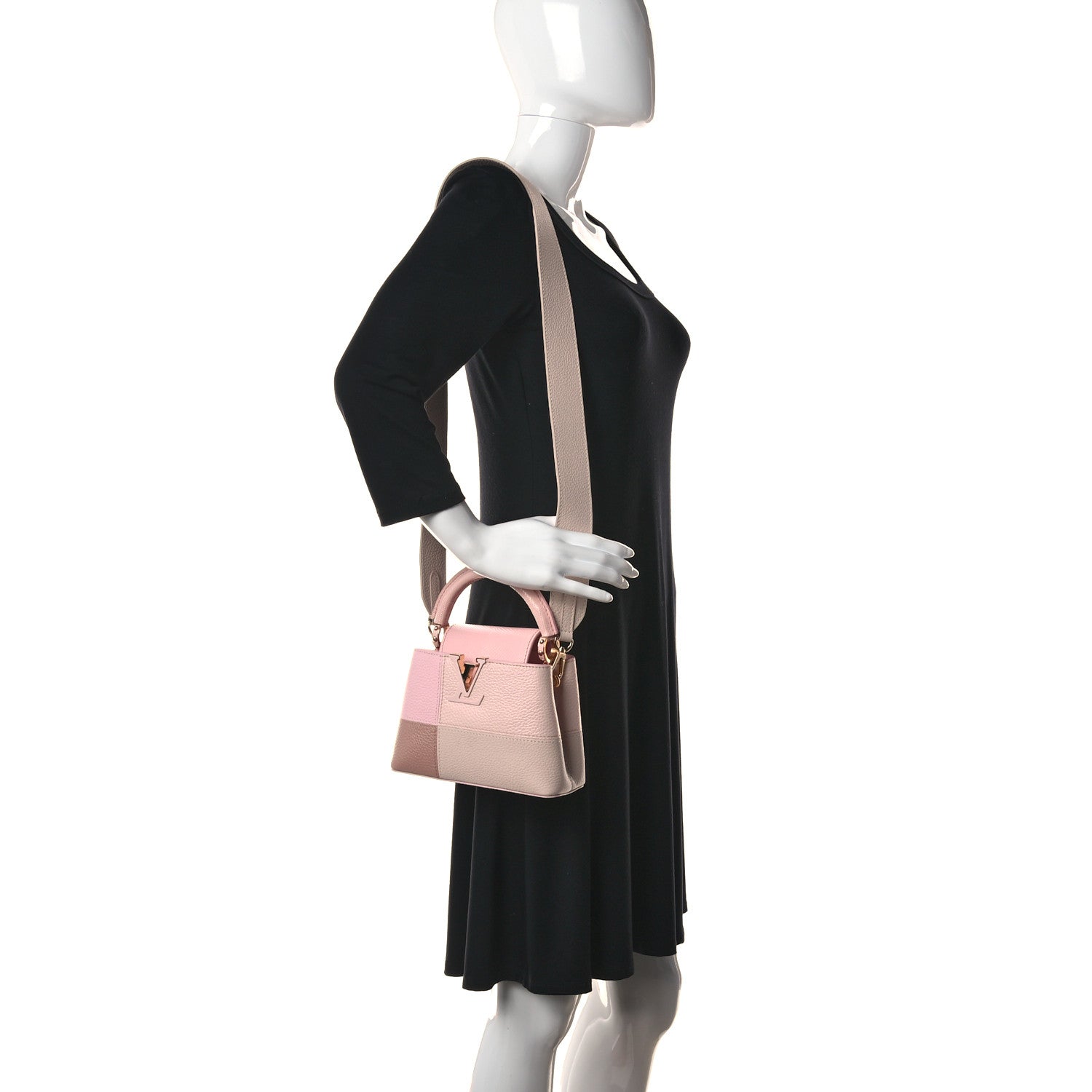 Louis Vuitton Taurillon Karung Patchwork Mini Capucines Pink 2 of 10